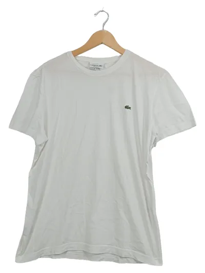 Lacoste Herren T-Shirt Basic Weiß Gr. M Baumwolle Kurzarm Logo