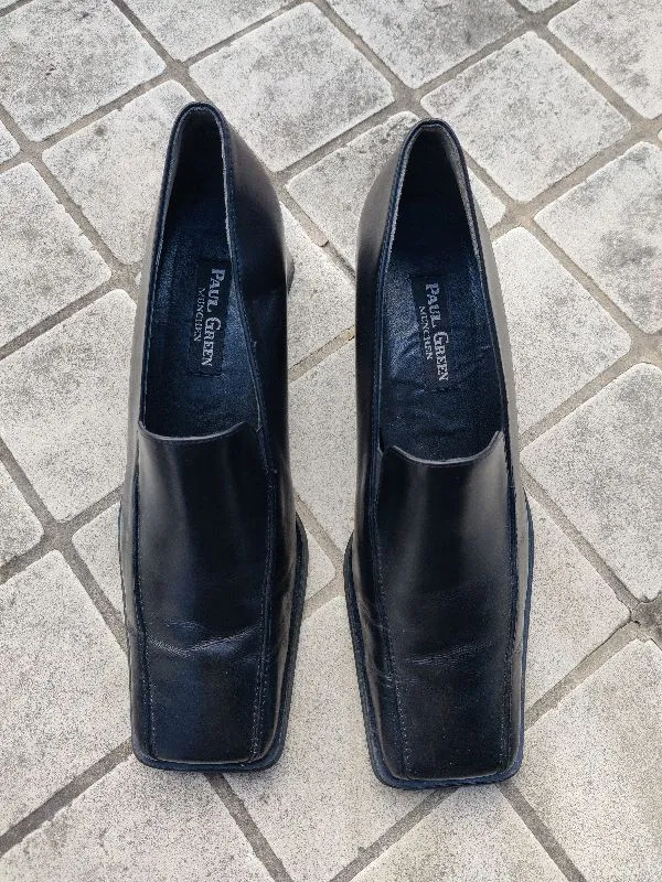 Paul Green München Damen Slipper Leder Schwarz Gr. 42,5 Blockabsatz Business 2