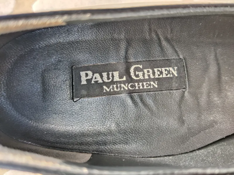 Paul Green München Damen Slipper Leder Schwarz Gr. 42,5 Blockabsatz Business 3