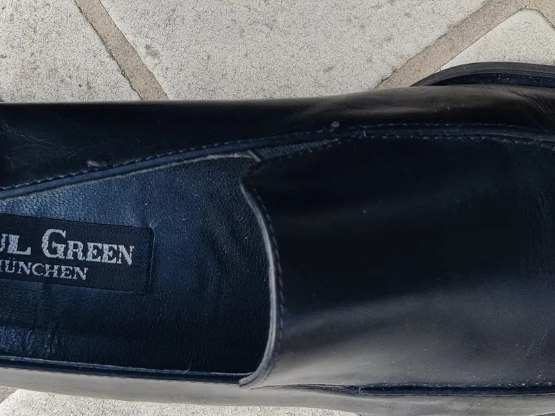 Paul Green München Damen Slipper Leder Schwarz Gr. 42,5 Blockabsatz Business 4