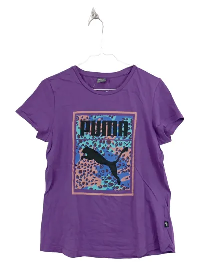 PUMA Damen T-Shirt Lila Leopardenmuster Logo-Print Gr. L