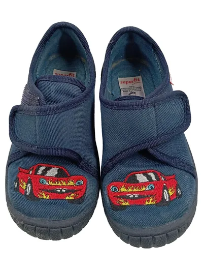 Superfit Hausschuhe Kinder Gr. 24 Blau Auto Cars Motiv Klettverschluss