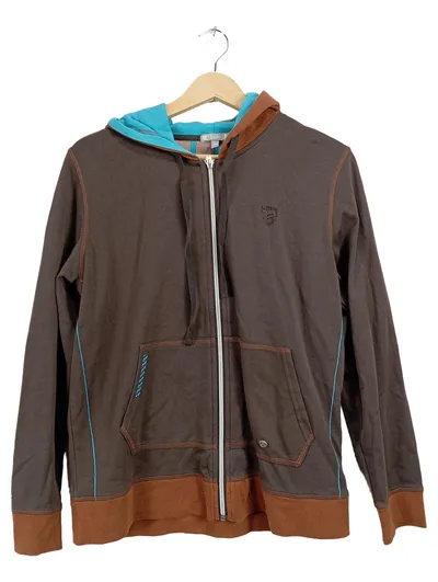 Hajo Kapuzenjacke Damen Gr. 40/L Braun Türkis Baumwolle Hoodie