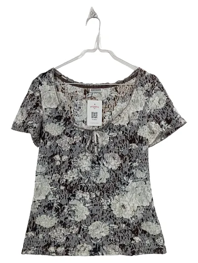 Street One Damen T-Shirt Blumenmuster Grau Gr. 38 M Kurzarm