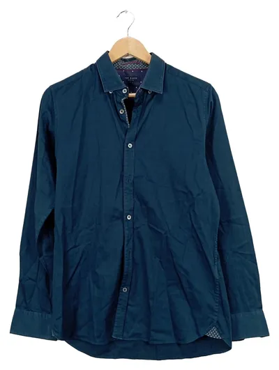 Ted Baker Herren Business Hemd Gr. 38/S Blau Baumwolle Langarm