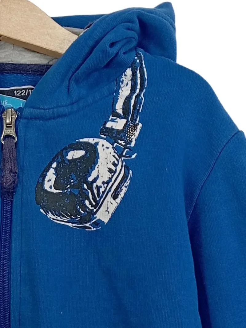 Alive Boys Style Kapuzenpullover Hoodie Gr. 122/128 Blau Kopfhörer Print 3