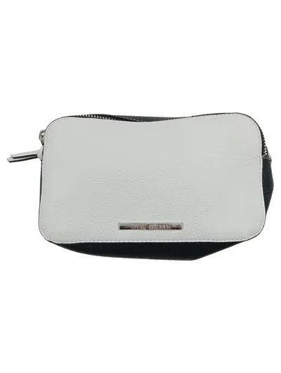 Steve Madden Kosmetiktasche Clutch Weiß Schwarz mit Nieten-Etui Damen