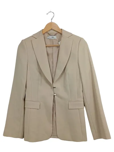 MANGO MNG Damen Blazer Gr. 36 S Beige Business Einknopf Sakko