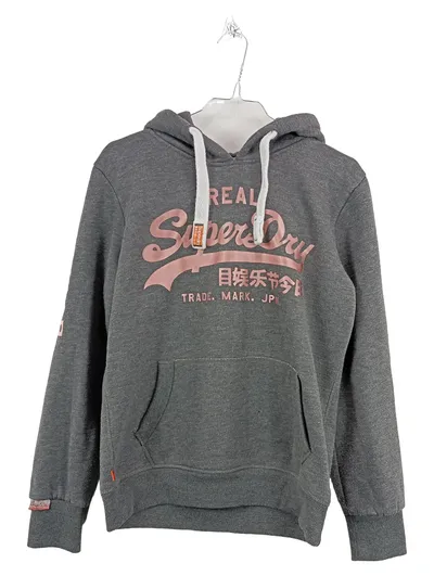 Superdry Damen Kapuzenpullover Hoodie Gr. 38/M Grau Logo-Print