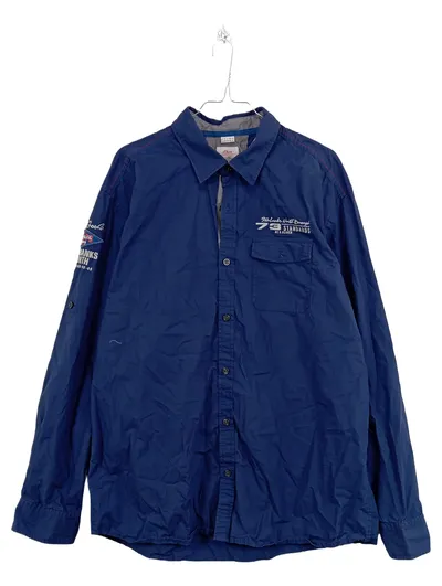 s.Oliver Herren Freizeithemd Blau Gr. XL Langarm Baumwolle Casual