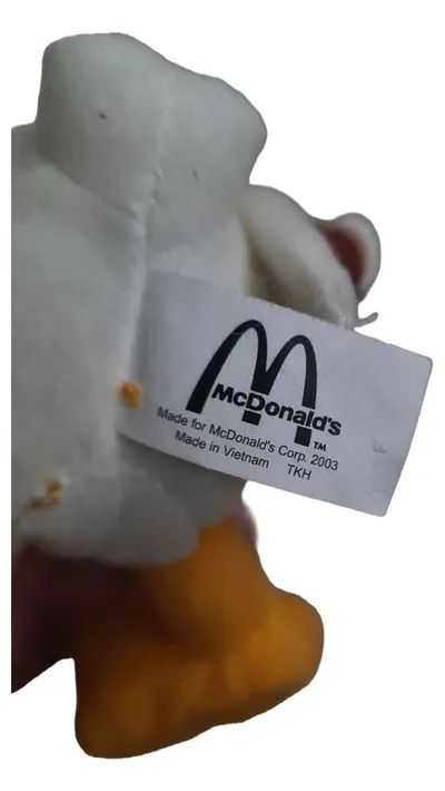 McDonald's Plüschtier Ente mit roter Fliege 2003 Kuscheltier weiß orange