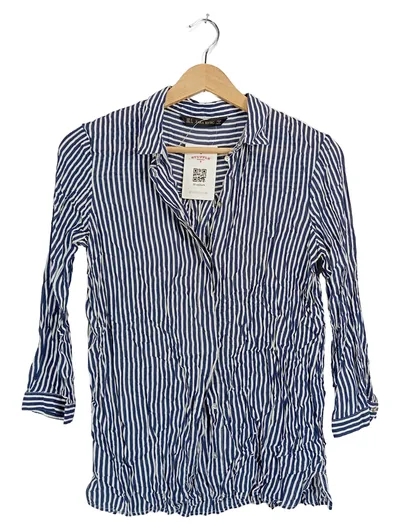 ZARA BASIC Damen Hemdbluse Blau Weiß Gestreift Gr. S 36 Langarm