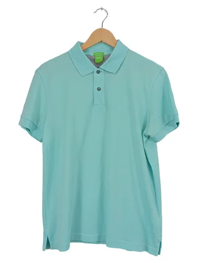 HUGO BOSS Green Herren Poloshirt Türkis Gr. M/38 Baumwolle Regular Fit