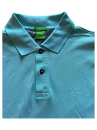 HUGO BOSS Green Herren Poloshirt Türkis Gr. M/38 Baumwolle Regular Fit 3