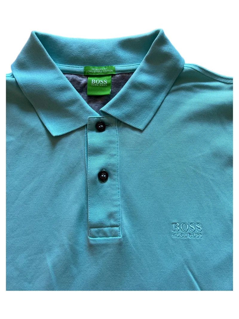 HUGO BOSS Green Herren Poloshirt Türkis Gr. M/38 Baumwolle Regular Fit 3