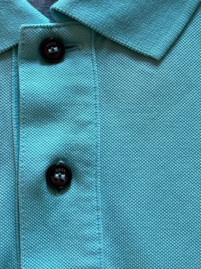 HUGO BOSS Green Herren Poloshirt Türkis Gr. M/38 Baumwolle Regular Fit 4