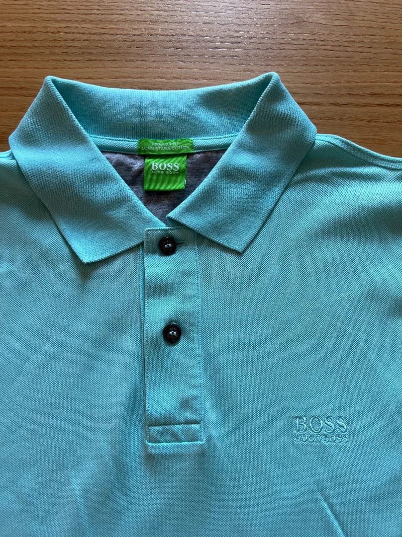HUGO BOSS Green Herren Poloshirt Türkis Gr. M/38 Baumwolle Regular Fit 7