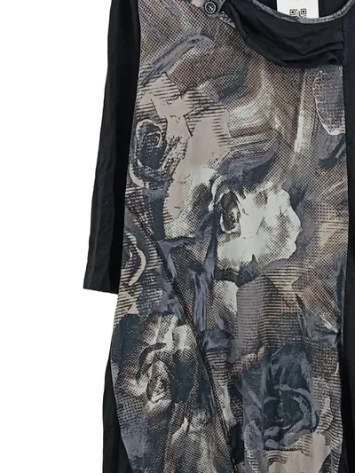 Ulla Popken Kleid Damen Gr. 42/XL Schwarz Floral Elegant 3/4 Arm