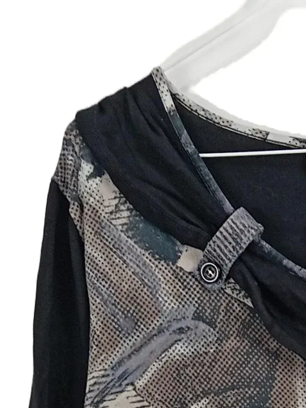 Ulla Popken Kleid Damen Gr. 42/XL Schwarz Floral Elegant 3/4 Arm 3
