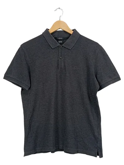HUGO BOSS Herren Poloshirt Gr. M/38 Grau Pima Cotton Regular Fit
