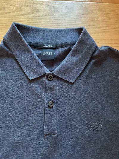 HUGO BOSS Herren Poloshirt Gr. M/38 Grau Pima Cotton Regular Fit