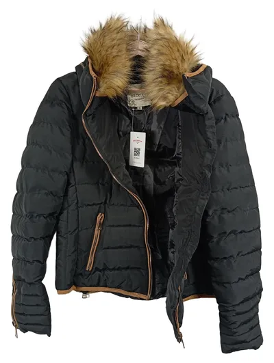 ORCELLY Damen Steppjacke Winterjacke Kunstpelz Schwarz Gr. XL