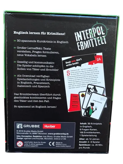 HUEBER Lernspiel Interpol Ermittelt Englisch lernen Krimi Detektivspiel