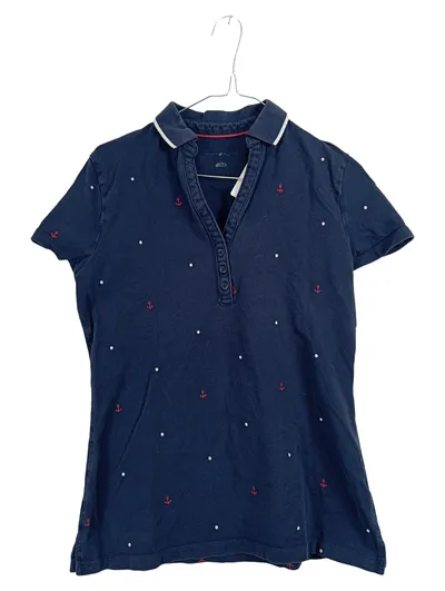 Tommy Hilfiger Damen Poloshirt Gr. 38 M Blau Anker Maritim Stickerei