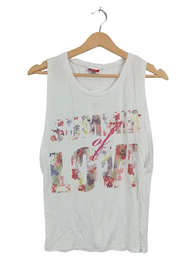 Buffalo London Damen Top Summer of Love Gr. 32/34 XS Weiß Blumen