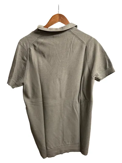 Massimo Dutti Herren Poloshirt Gr. L Oliv Baumwolle Kurzarm Casual