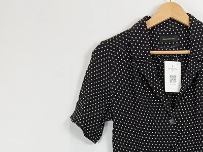 Urban Outfitters Blusenkleid Damen Gr. 36/S Polka Dots Schwarz Weiß