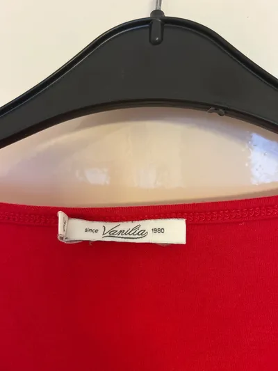 Vanilia Langarmshirt Damen Basic Baumwolle Rundhals Rot Gr. 38 M