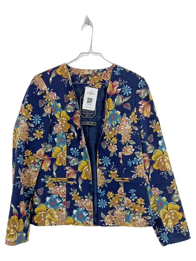 Miss America Damen Blazer Blumenmuster Blau Gr. 42/XL Elegant