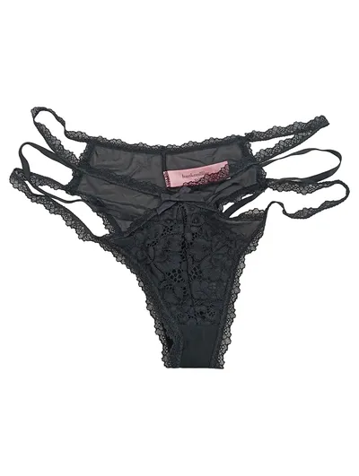 Hunkemöller Damen String Slip Spitze Schwarz Gr. XL Strappy Tanga