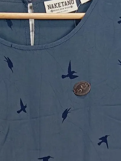 Naketano Damen Freizeitkleid Vogelmuster Blau Gr. 36/S