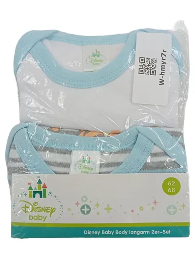 Disney Baby Body Langarm 2er-Set Tigger Gr. 62/68 Weiß Grau