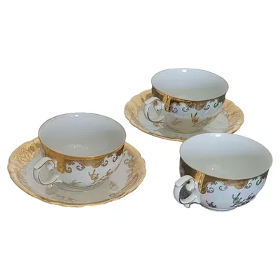 Oscar Schlegelmilch Porzellan Tasse Unterteller Set Engel Vintage 6tlg Weiß