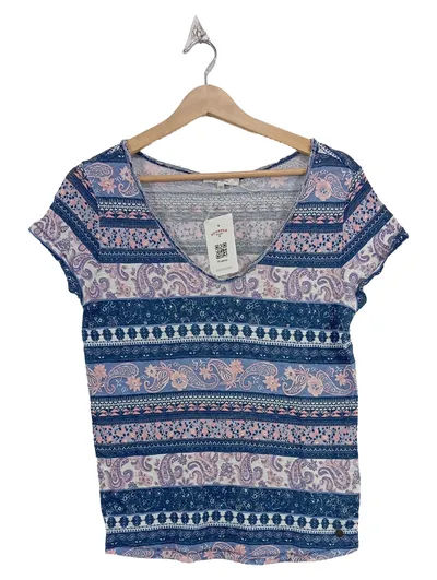 Pepe Jeans London Damen T-Shirt Paisley Muster Gr. M Leinen Boho