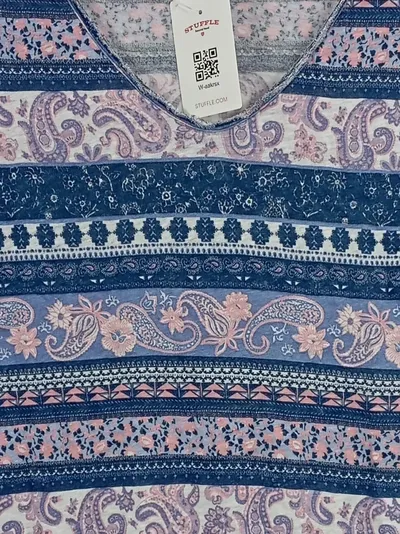 Pepe Jeans London Damen T-Shirt Paisley Muster Gr. M Leinen Boho