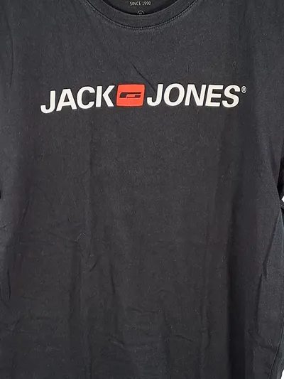 Jack & Jones Herren T-Shirt Logo Print Freizeit Kurzarm Schwarz XL