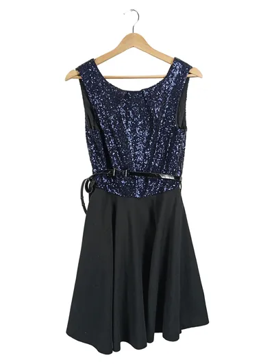 Closet London Cocktailkleid Pailletten Blau Schwarz Gr. 38 M Damen Party