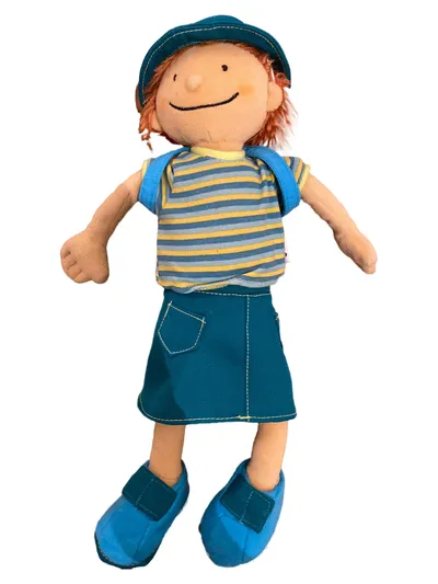 JAKO-O Puppenkleidung Outfit Rock Shirt Hut Rucksack Schuhe Gestreift