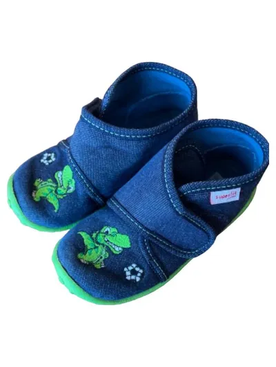 Superfit Hausschuhe Kinder Gr. 23 Blau Dinosaurier Klettverschluss