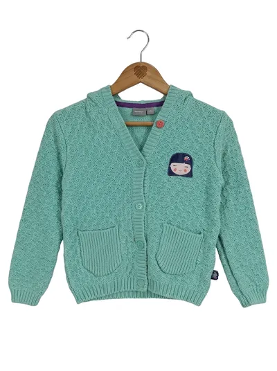 Sergent Major Strickjacke Kapuze Mädchen Gr. 92 Türkis Baumwolle