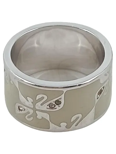 Swarovski Damen Ring Gr. 60 Silber Emaille Strass Modern Bandring