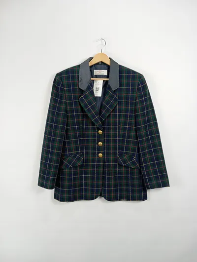 EURO MODE Damen Blazer kariert Grün Blau Rot Gr. 44/XXL Klassisch