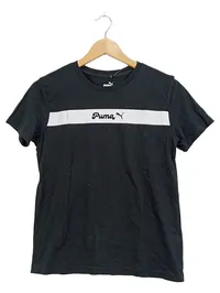 PUMA Damen Sport T-Shirt Schwarz Gr. S Logo-Print Baumwolle 1