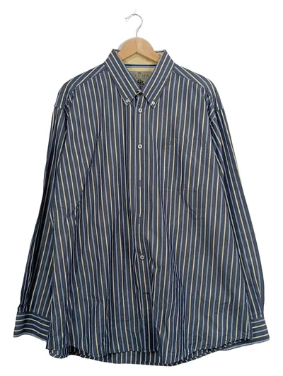 CANDA Herren Business Hemd Langarm Gestreift Blau Gr. 2XL Baumwolle