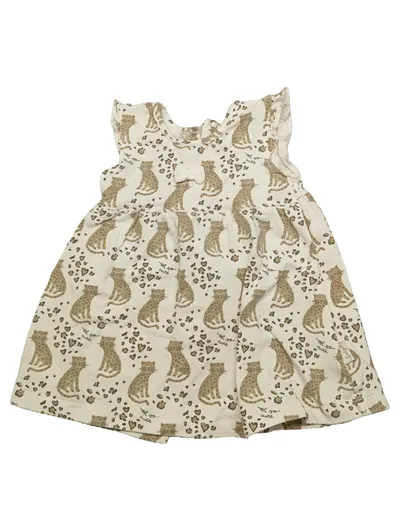 Feetje Baby Mädchen Kleid Leoparden Gr. 62 Beige Baumwolle
