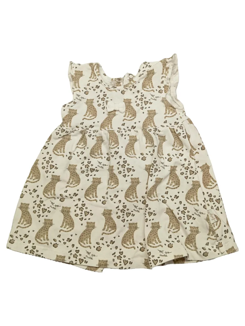 Feetje Baby Mädchen Kleid Leoparden Gr. 62 Beige Baumwolle 1